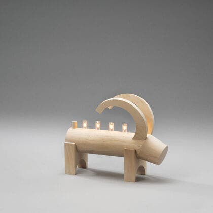 Elljusstake 5 ljus trä natur