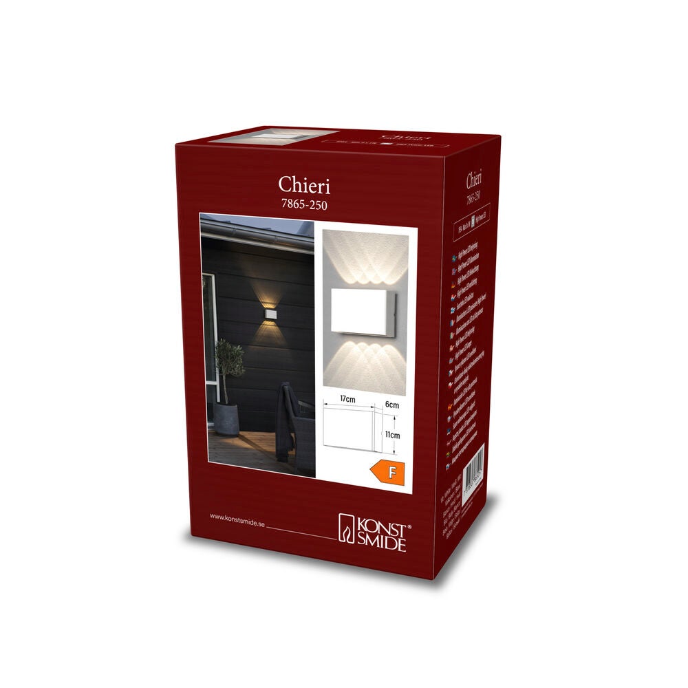 Chieri vägglykta 2x4 LED vit