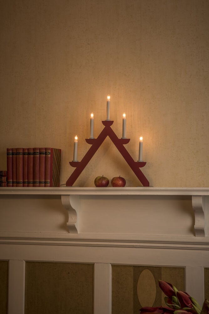 Candlestick wood 5bulbs, red