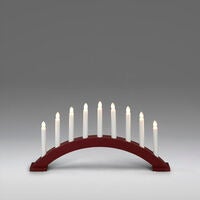 Elljusstake 9 ljus trä röd