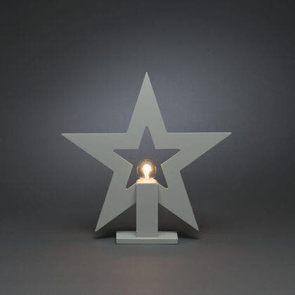 Stående stjärna trä grå E14