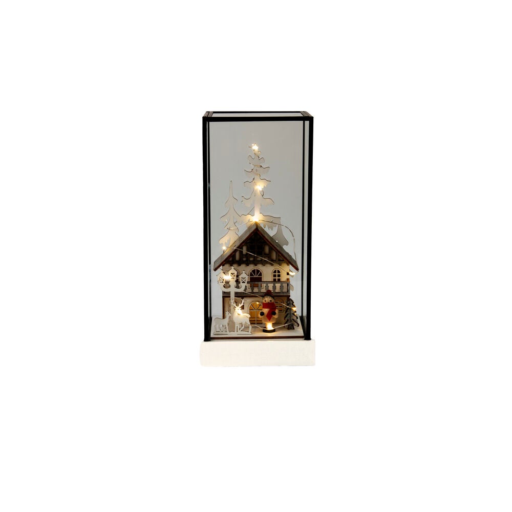 B/O Glass Lantern Wood Base