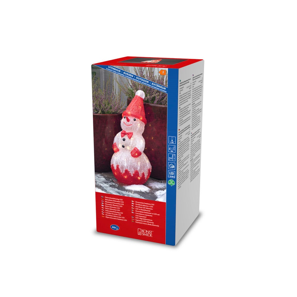 Snögubbe akryl 37cm 40 LED