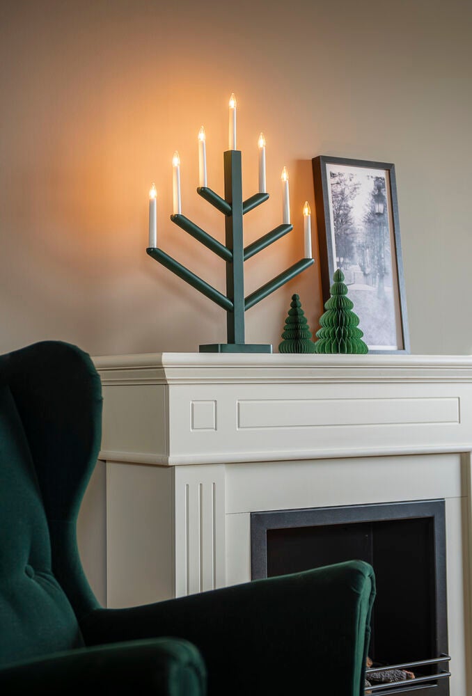 Holzleuchter Holz 7 Lampen Grü