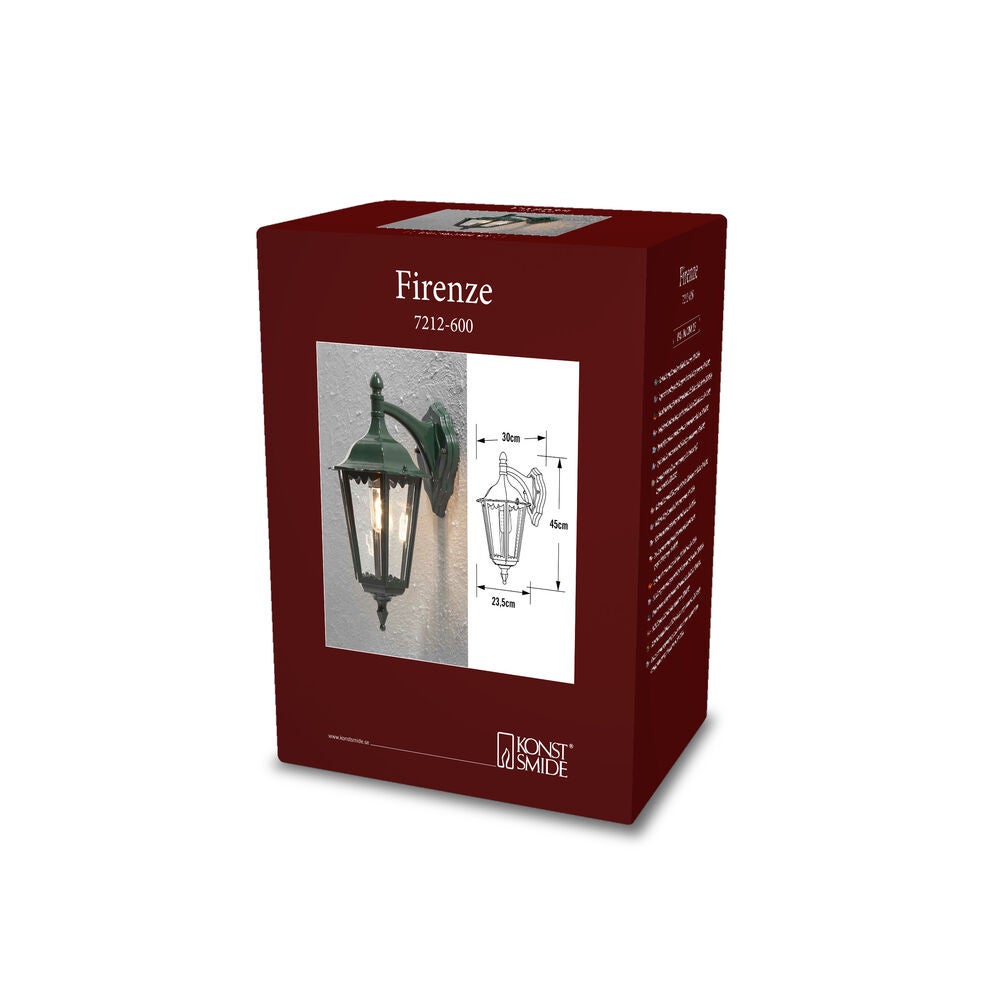 Firenze vägglykta ned E27 grön