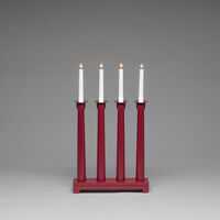 Candlestick wood 4 bulbs red