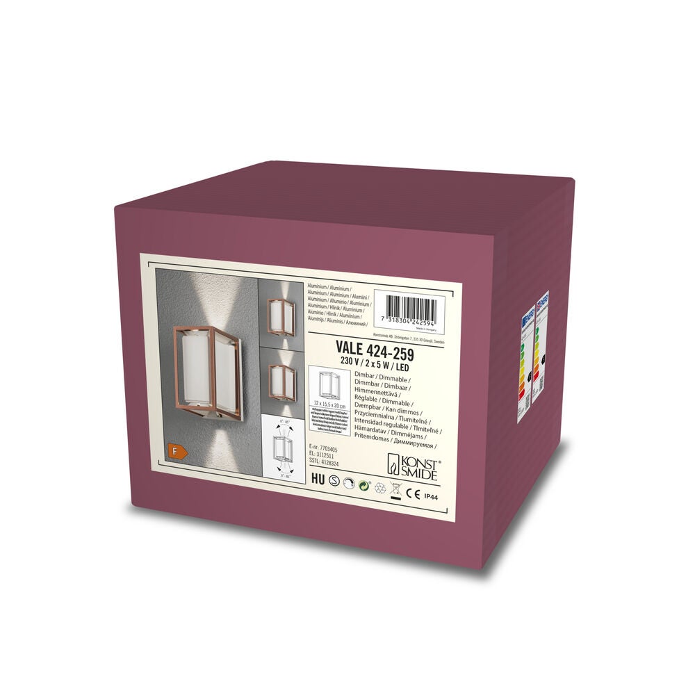 Vale wall 2x5W LED White/co