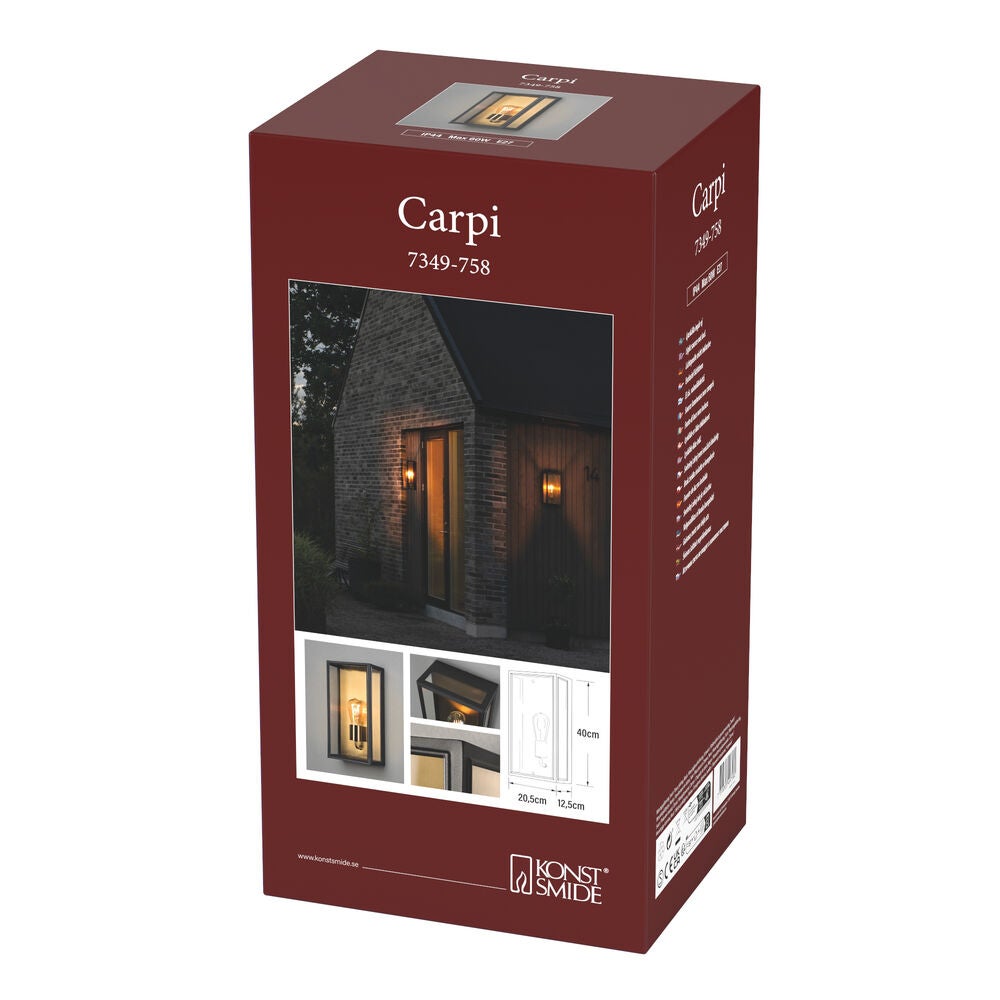 Carpi wall E27 Black/brasspl.