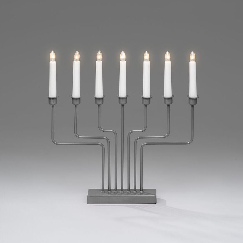 7 Bulb Metal Candlestick Grey