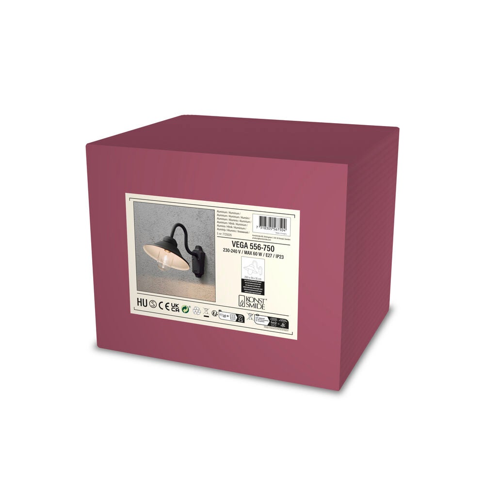 Vega vägglykta E27 svart