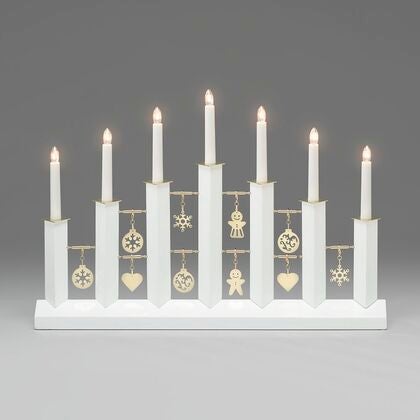 White Candlestick, 7 Bulbs