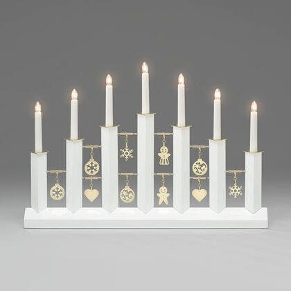 White Candlestick, 7 Bulbs