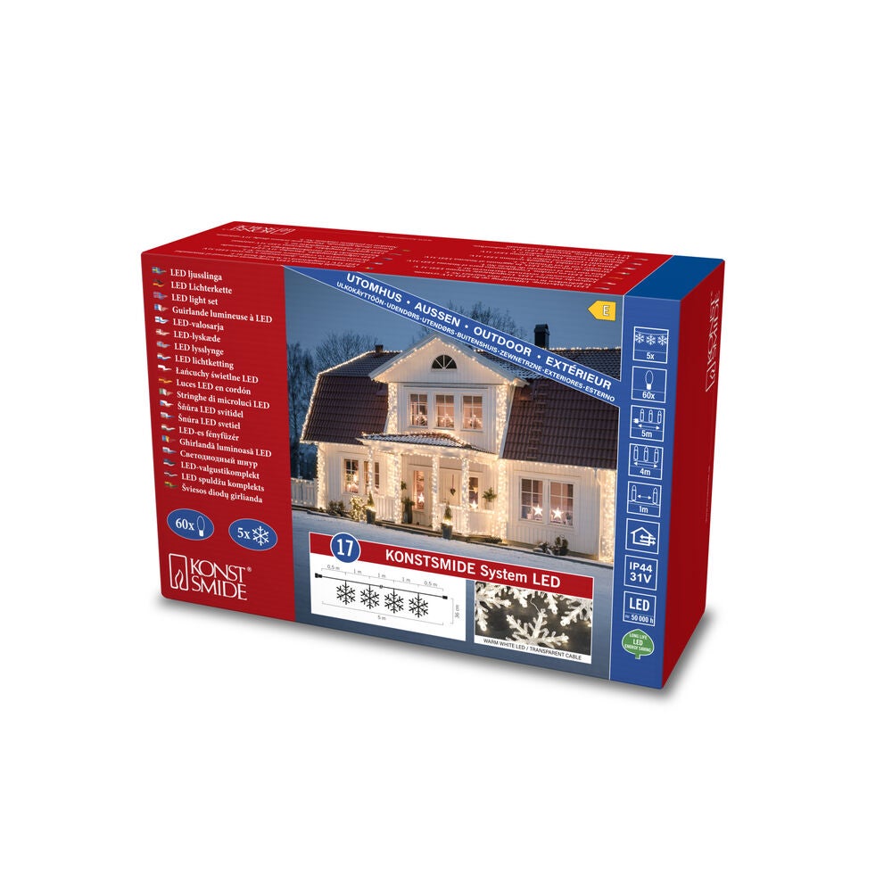 31V snöflinga 60 varmvita LED