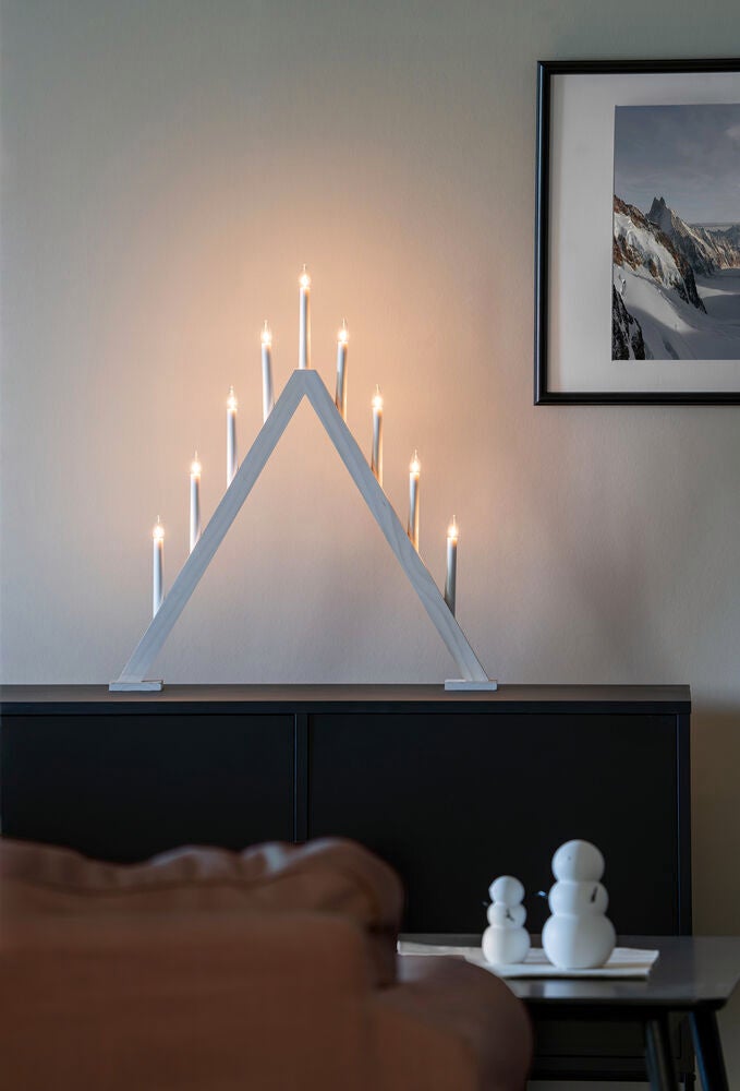 Träljusstake 9 lampor, grön