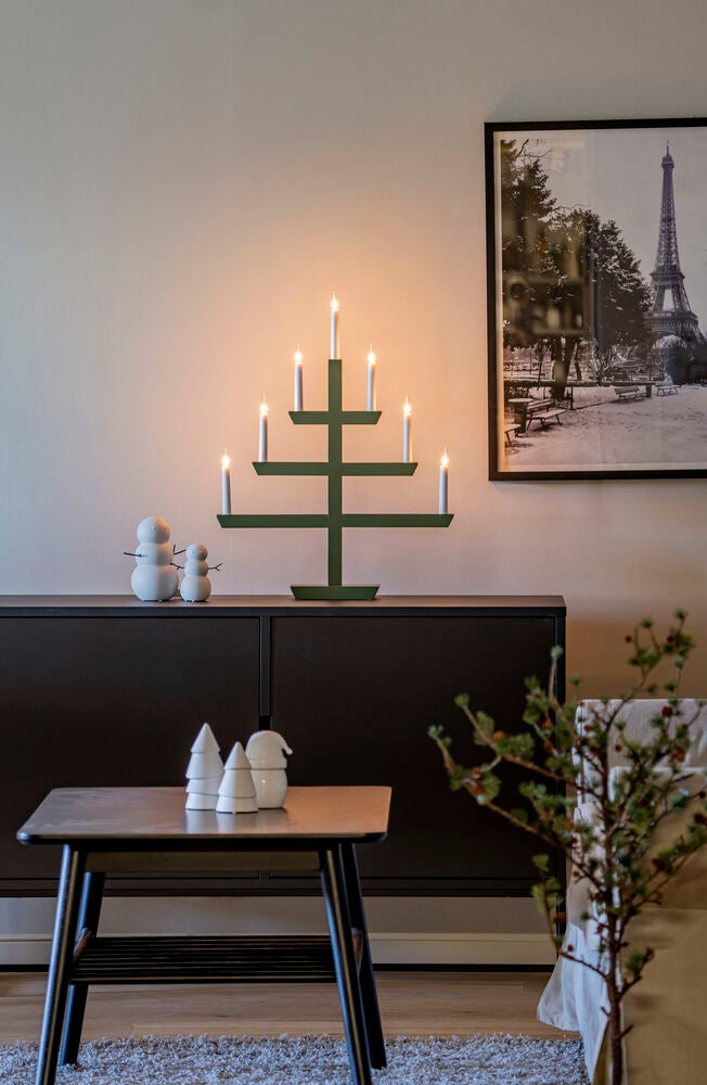 Träljusstake 7 lampor Grön 