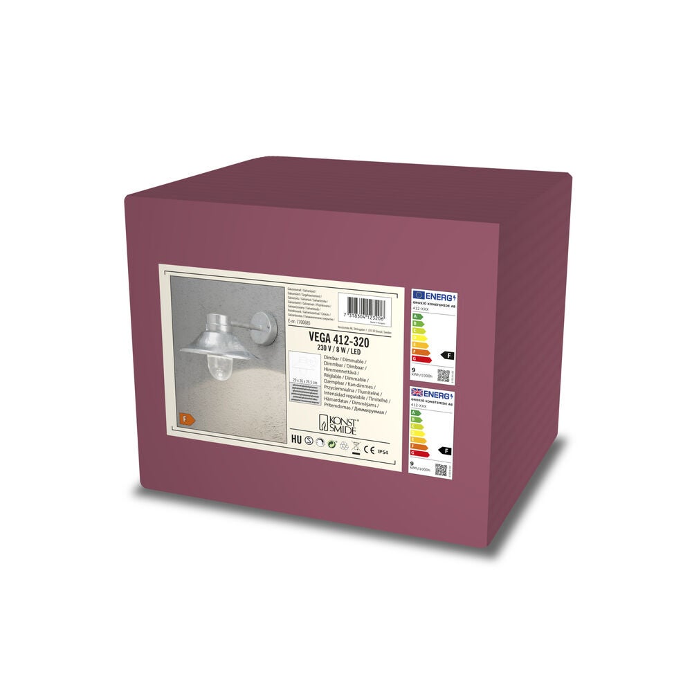 Vega vägglykta 8W LED galv