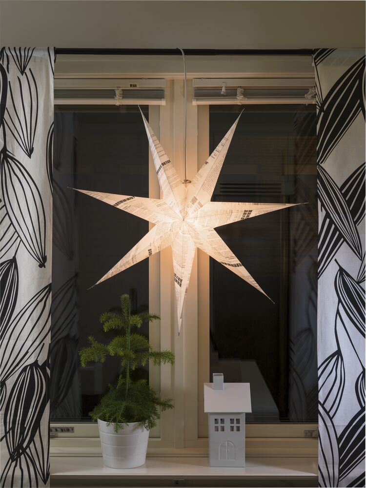 Pappersstjärna vit/nyhet tryck