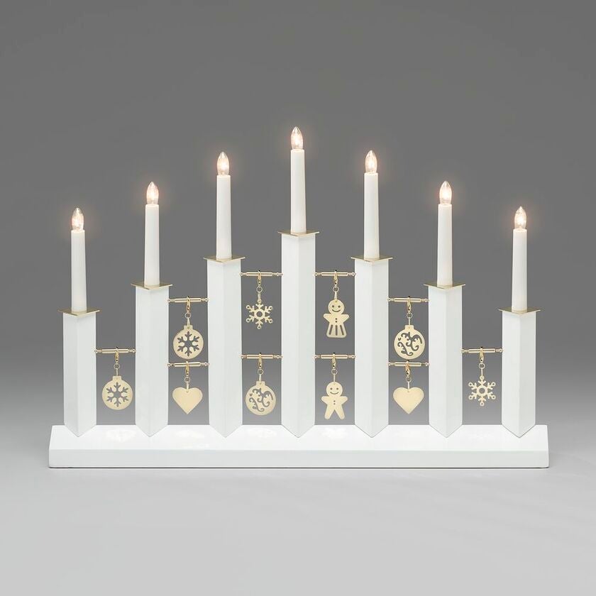 White Candlestick, 7 Bulbs