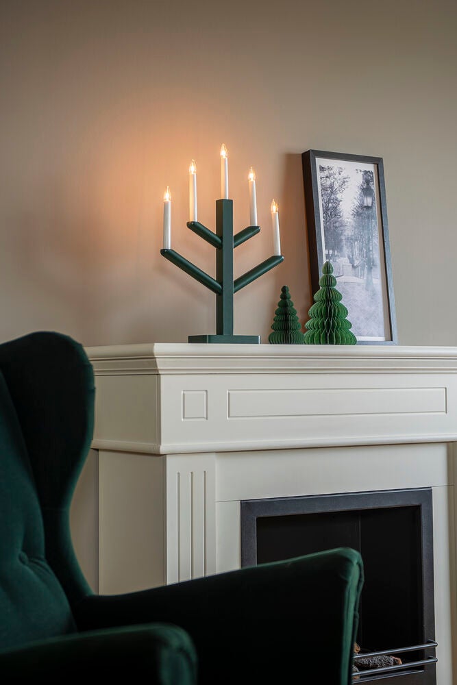 Holzleuchter Holz 5 Lampen Grü