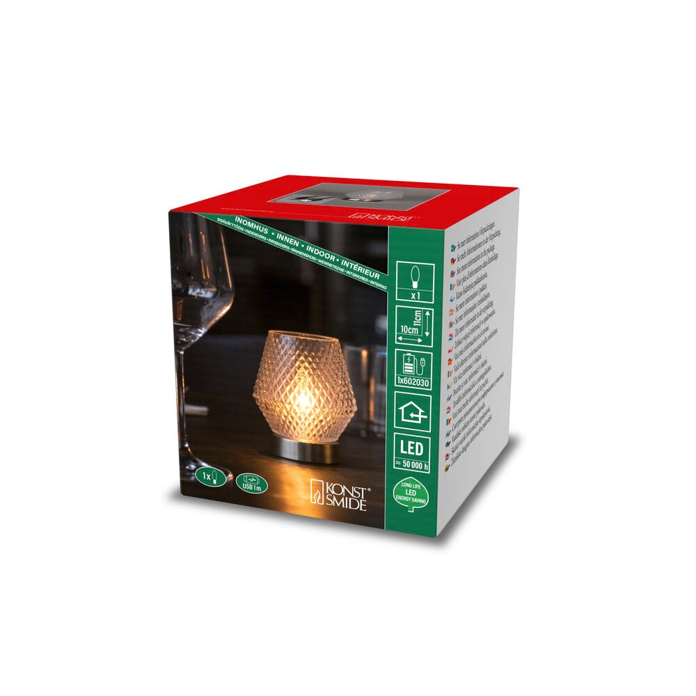 Rechargeable Glass Candle. LED