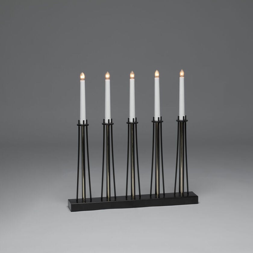 5 Bulb Metal C/Stick Blk/Brass