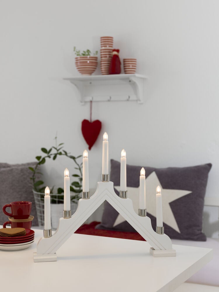 Candlestick wood white 7 bulbs