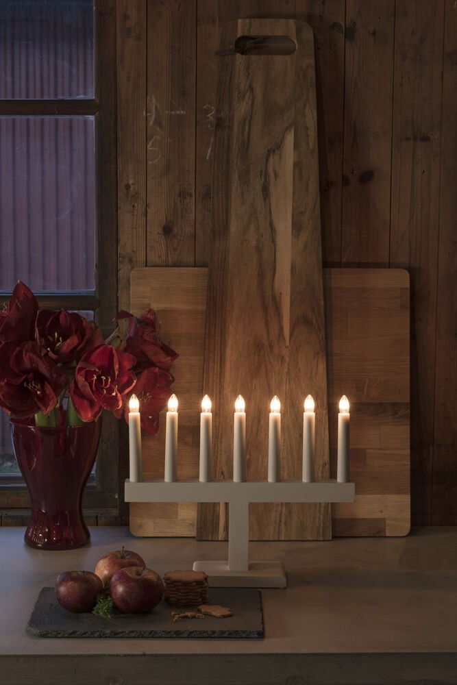 Candlestick wood 7bulbs, white