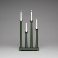 Candlestick wood 4 bulbs green