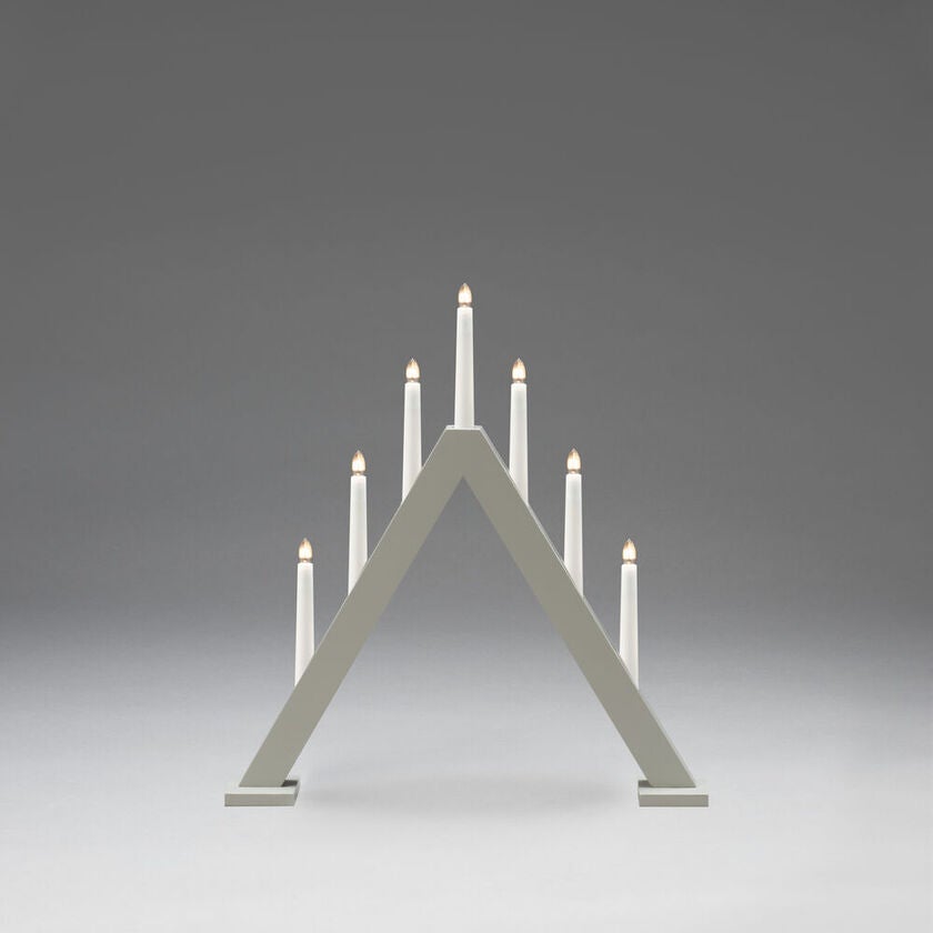 Elljusstake 7 ljus trä grå