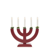 Candlestick wood 5 bulbs red