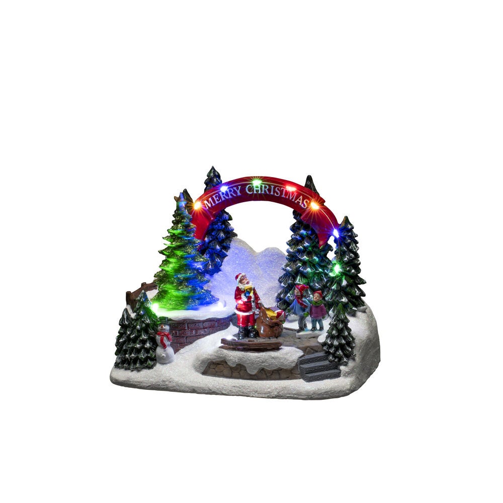 LED Szenerie Santa u. Kinder