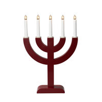 Elljusstake 5 ljus trä röd