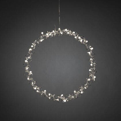 Metal Wreath Silver 45cm LED
