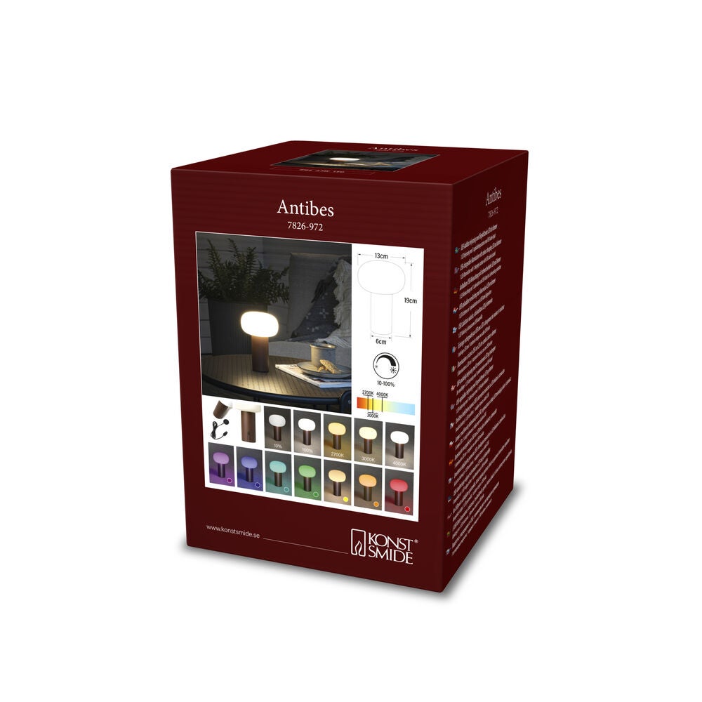 Antibes bordslampa rost USB