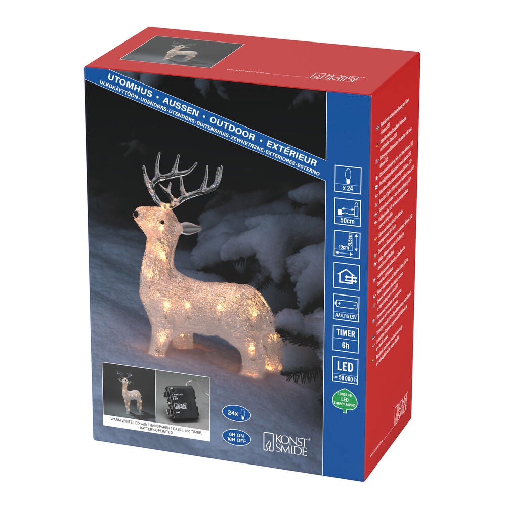Acrylic Reindeer 24 LED B/O
