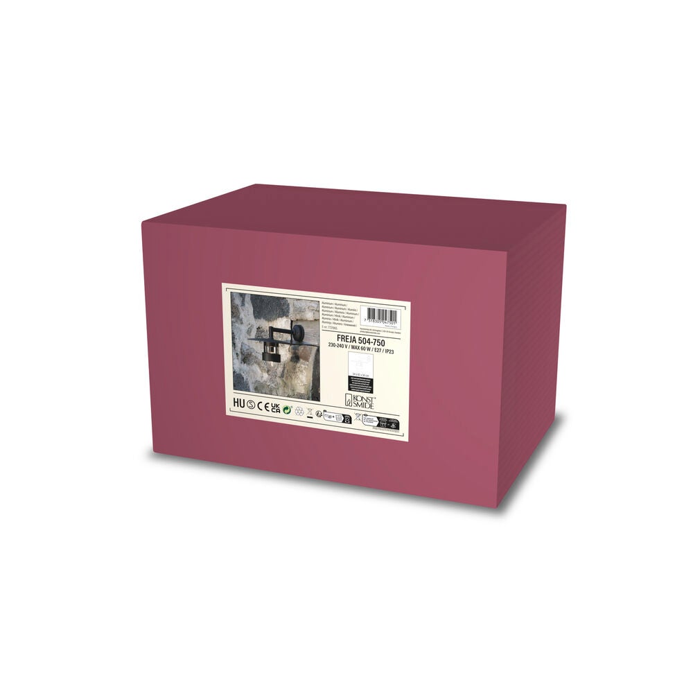 Freja vägglykta ned E27 svart