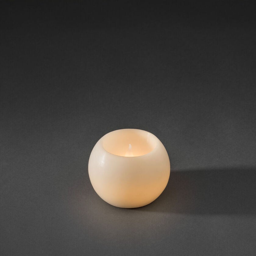 White wax candle w timer, LED