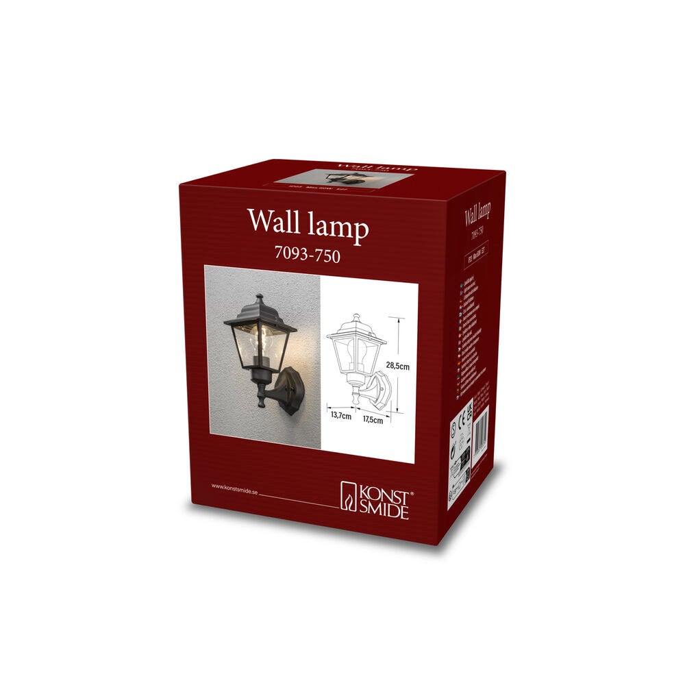 Vägglykta E27 svart