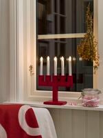 Elljusstake 5 lj trä röd