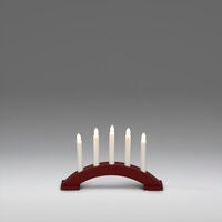 Elljusstake 5 ljus trä röd