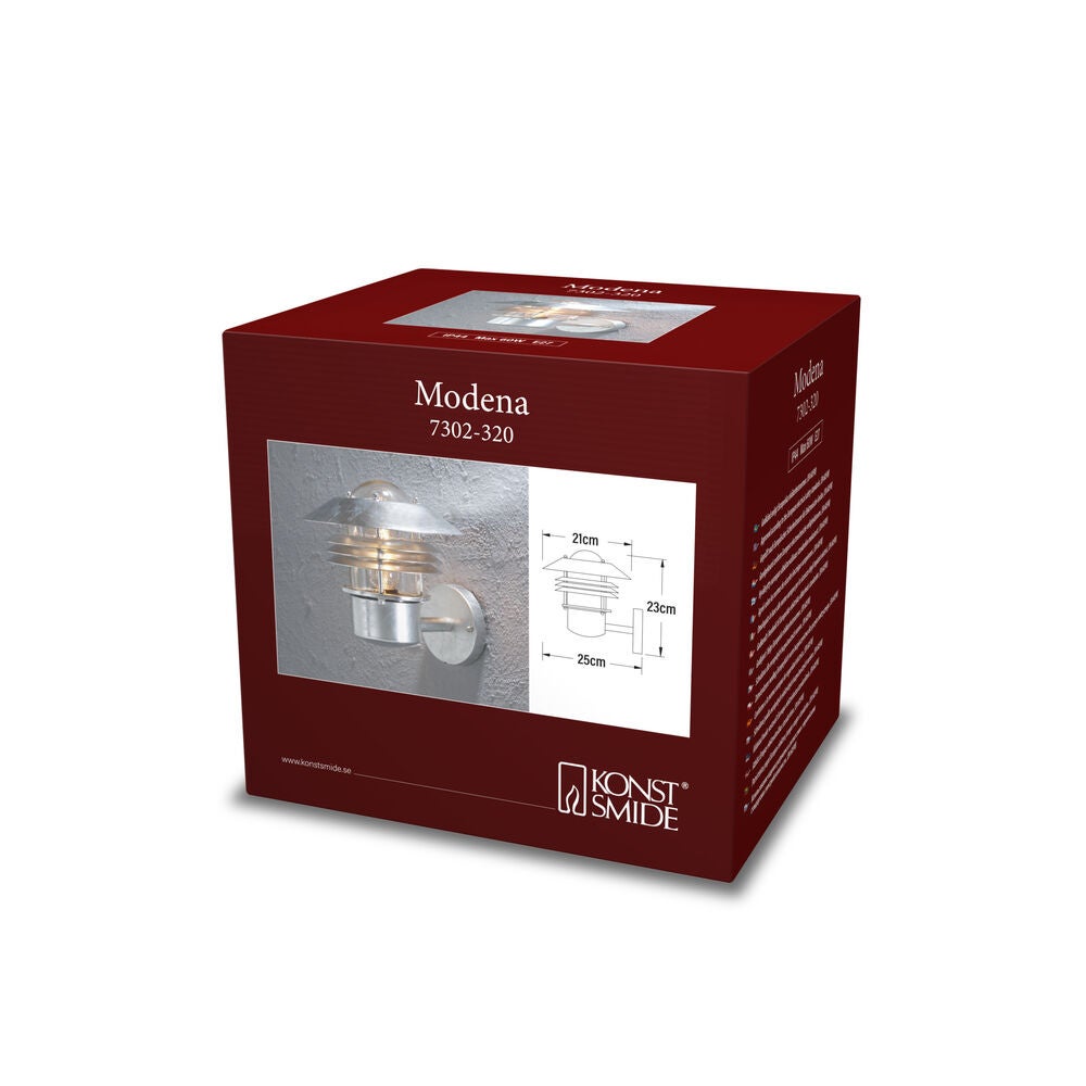 Modena vägglykta upp E27 galv