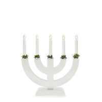 Candlestick wood 5 bulbs white