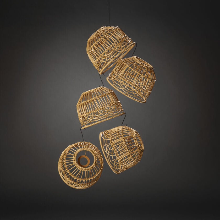 Large Lamp Shade Rattan 5pce