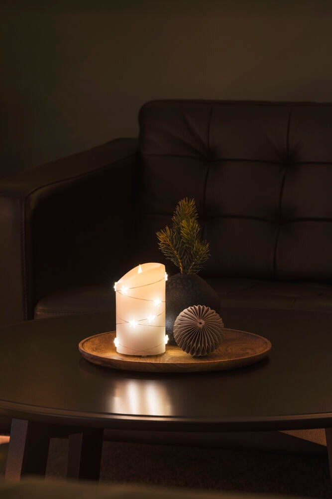 B/O Wax Candle, with Stars LED