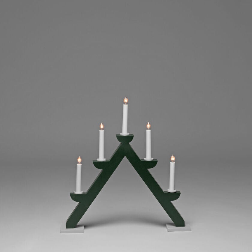 Candlestick wood 5bulbs, green