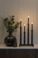 Candlestick wood 4 bulbs grey