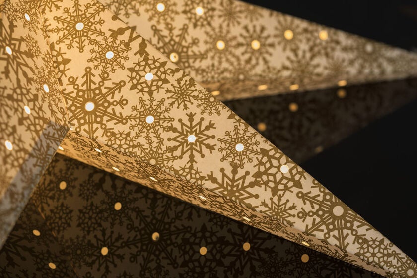 Pappersstjärna vit/guld 60cm