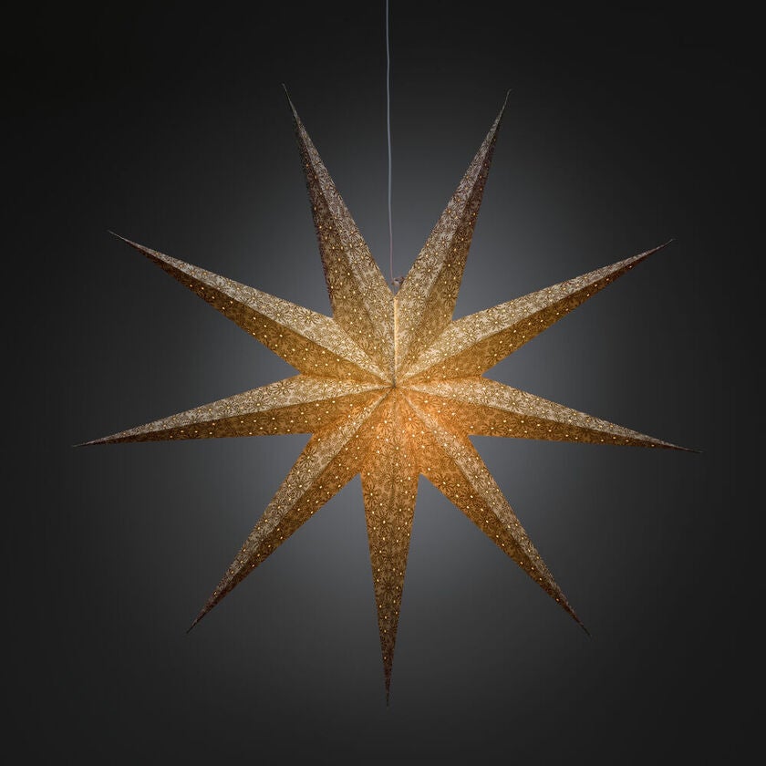 Pappersstjärna vit/guld 115cm