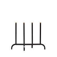 Elljusstake 4 ljus met. svart