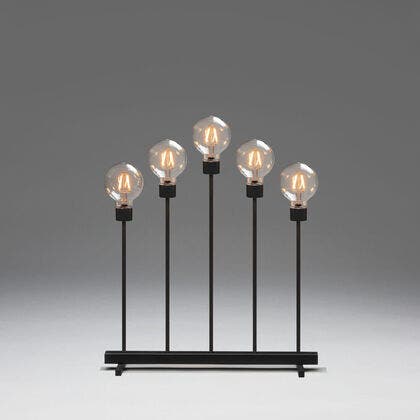 LED Metalll. 5 Gluehb., schw.,
